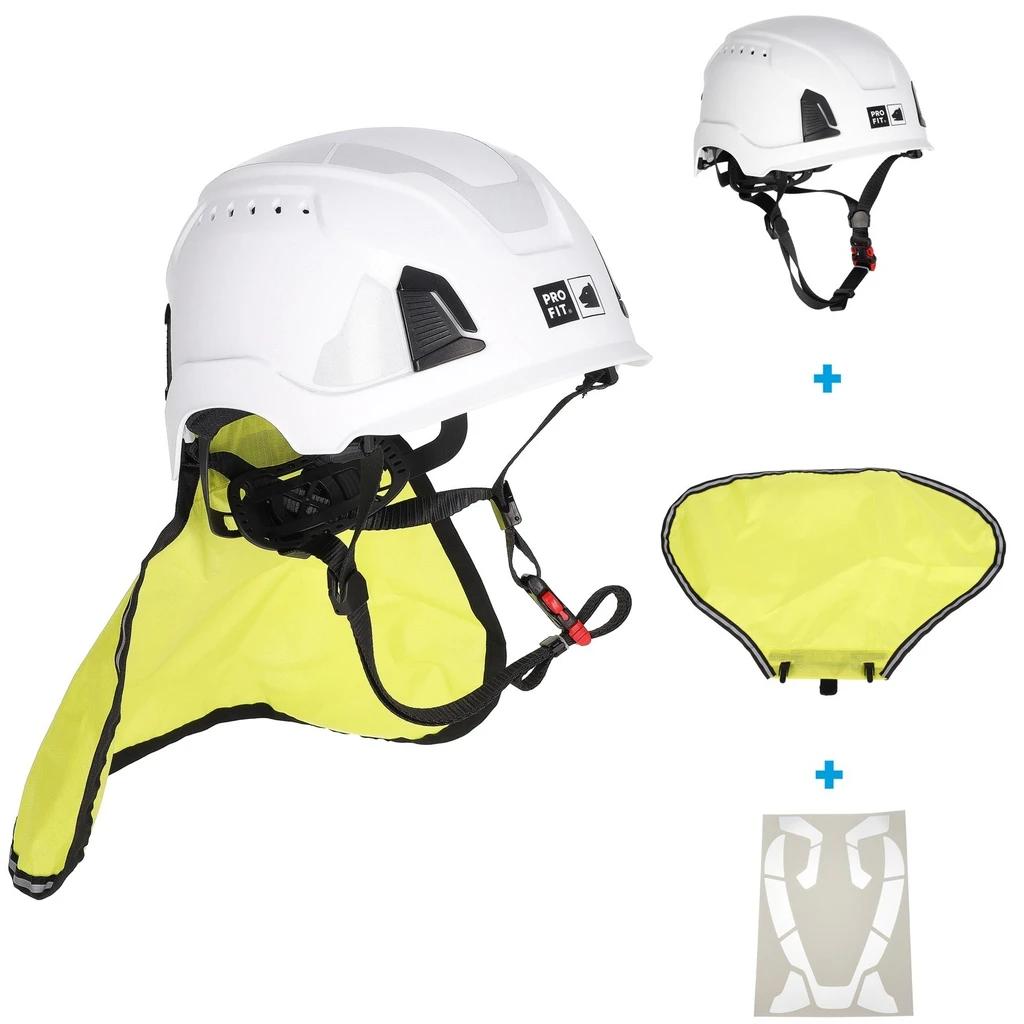 Set II Schutzhelm mit Nackenschützer und Reflexstreifen