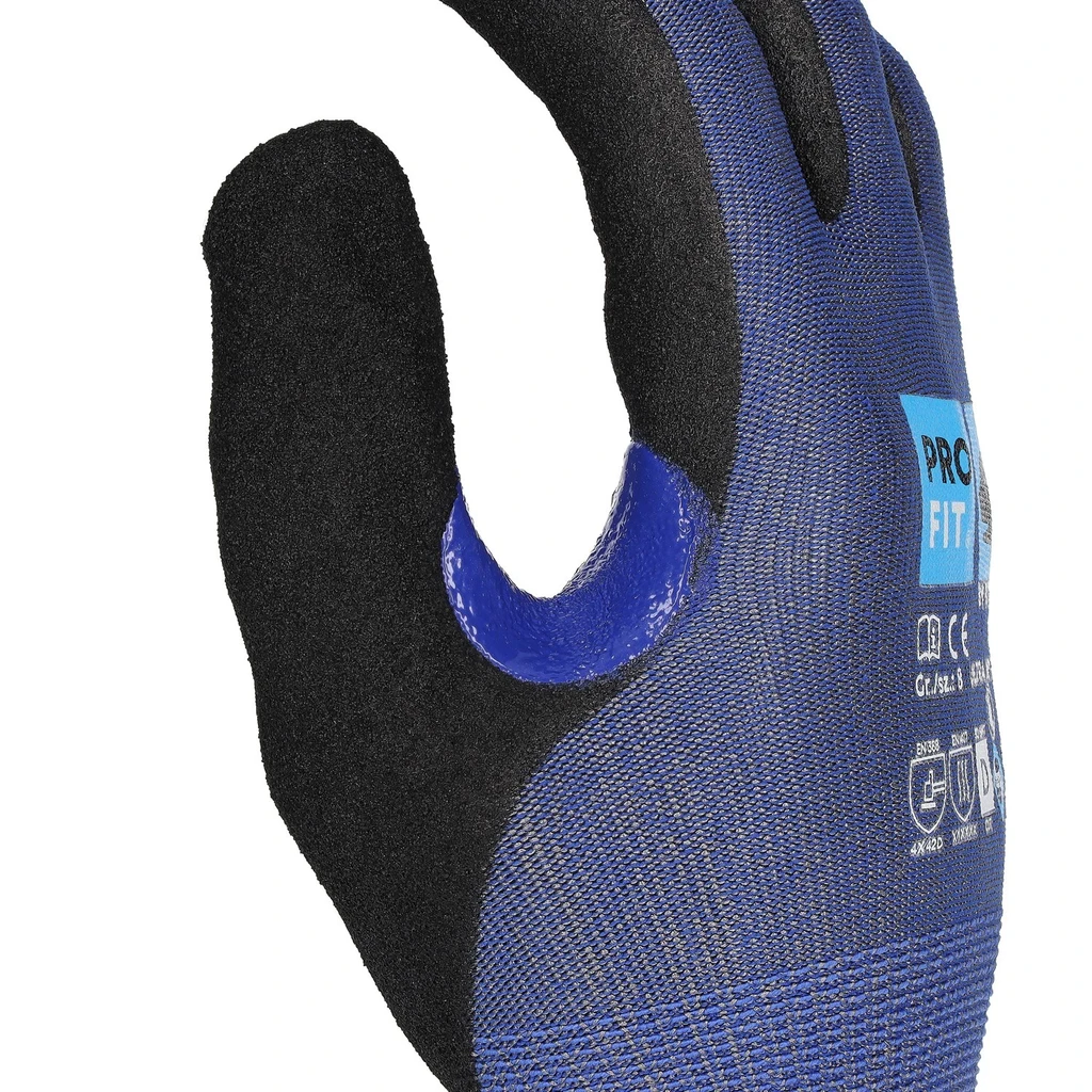 PRO FIT, nitrile cut resistance glove, Black, Blue, Cut protection nitrile