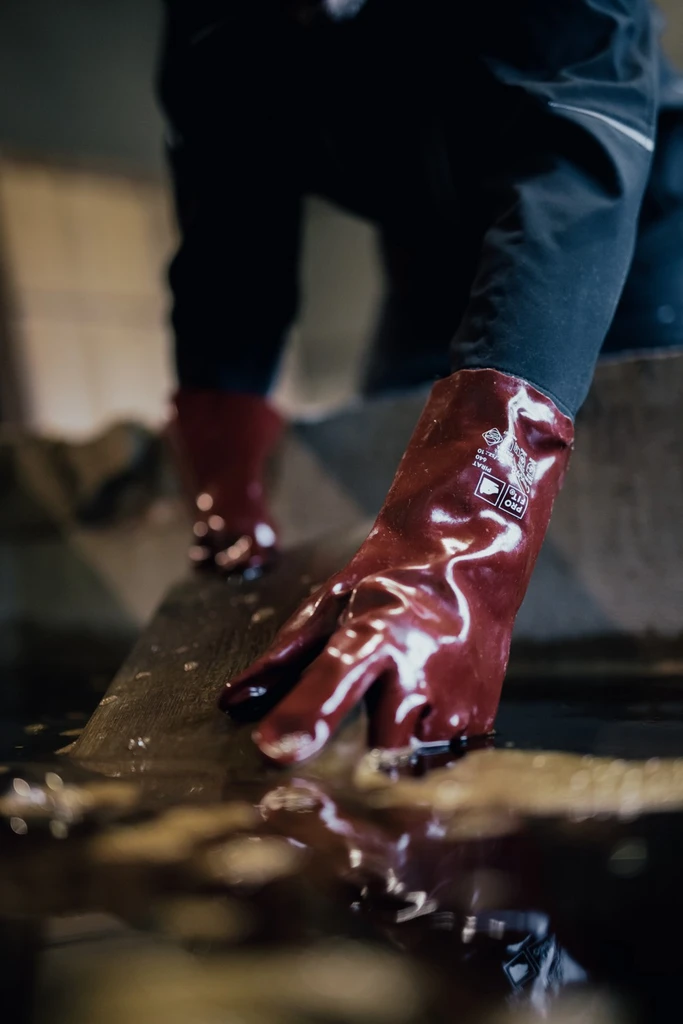 PRO FIT, pirat pvc chemical resistance, Reddish brown, Chemical protection glove