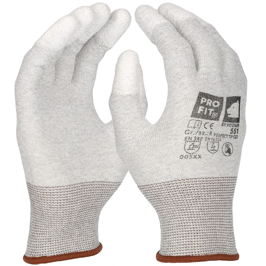 PRO FIT, ESD PU fine knitting, White, Natural, ESD Gloves