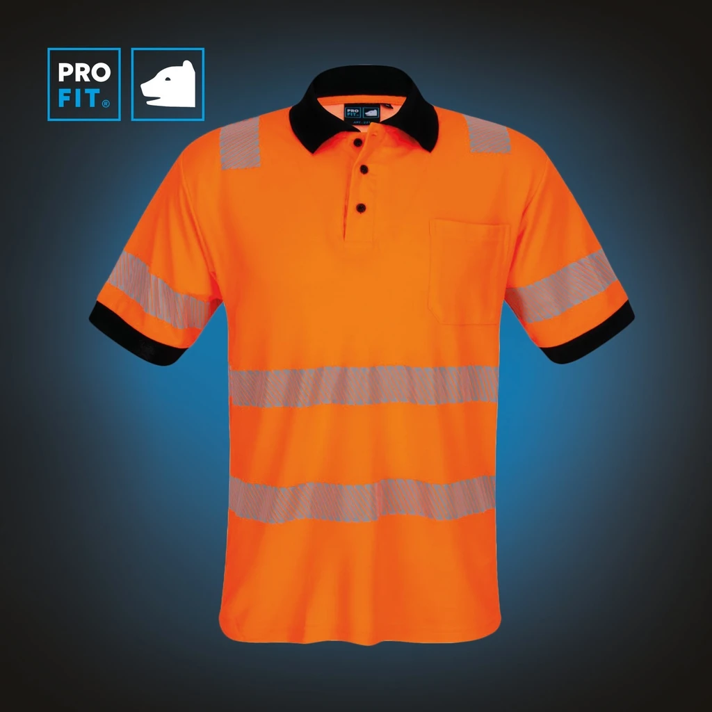 PRO FIT, High Visibility Poloshirt, Neon Orange, High-visibility clothing