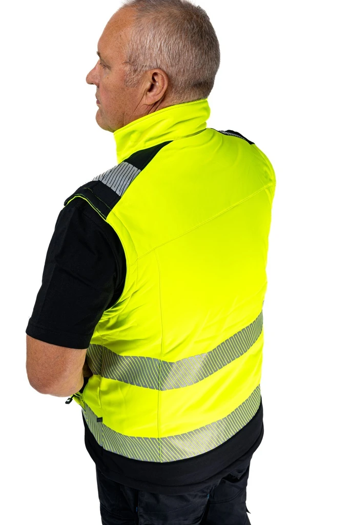 PRO FIT, Warnschutz Softshellweste, Schwarz, Neon Gelb, Warnschutz Softshell