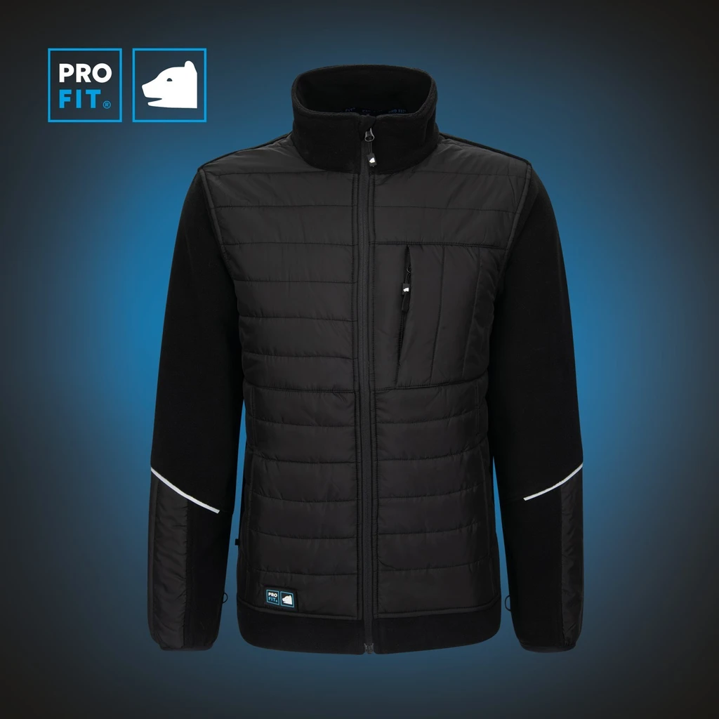 PRO FIT, fleece jacket hybrid black, Black, Jackets/Vests