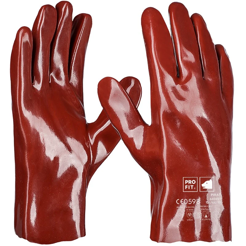 PRO FIT, pirat pvc chemical resistance, Reddish brown, Chemical protection glove