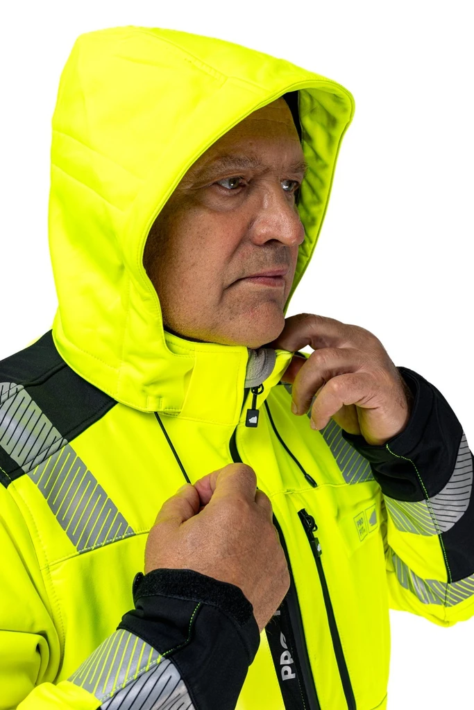 PRO FIT, Warnschutz Softshelljacke, Schwarz, Neon Gelb, Warnschutz Softshell