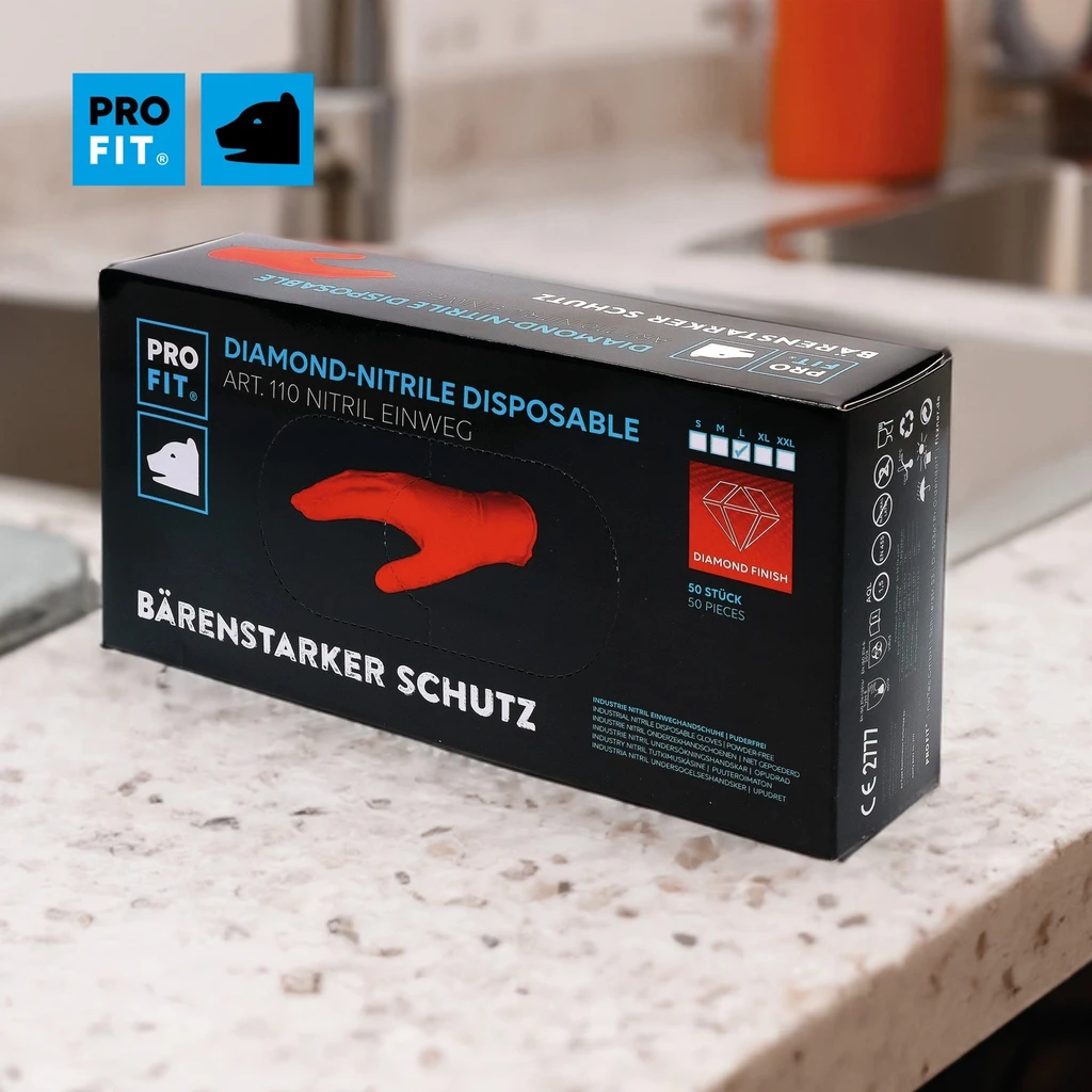 PRO FIT, nitrile disposable glove, Orange, Disposable gloves