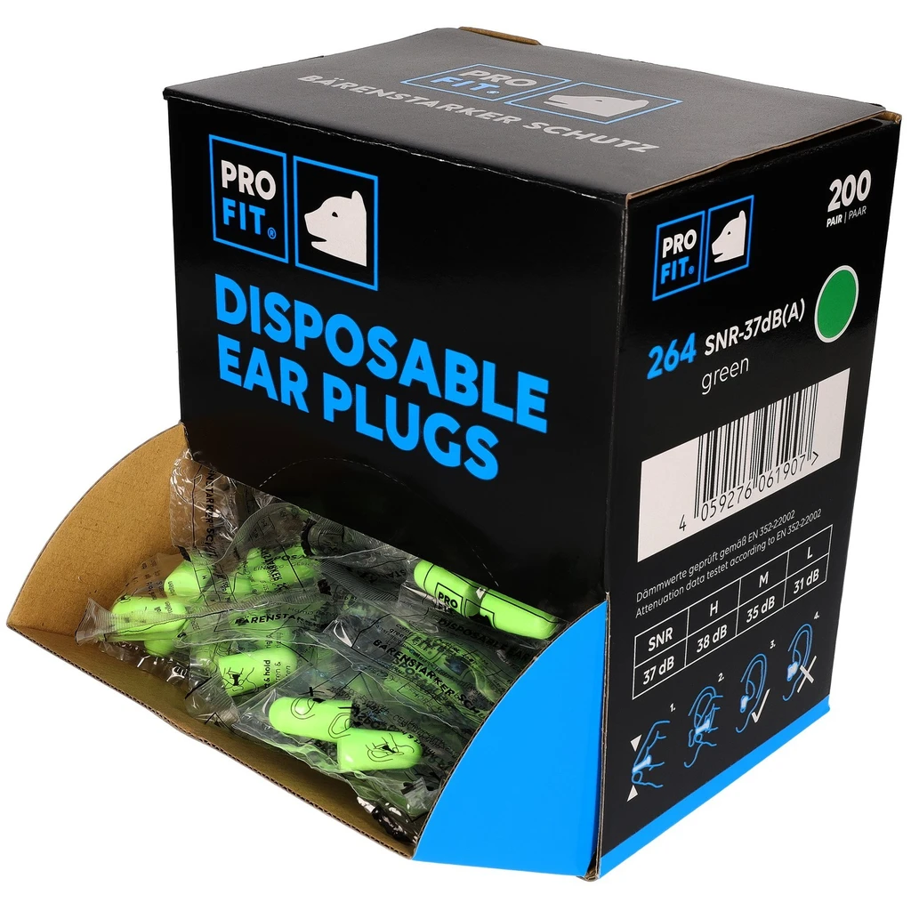 PRO FIT, Prosoft 37 earplugs, Green, Earplugs