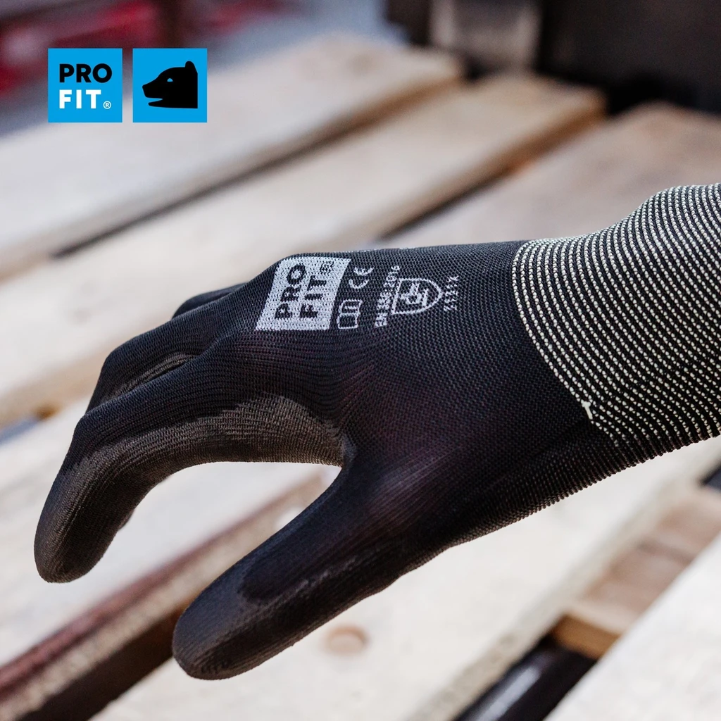 PRO FIT, PU fine knitting glove, Black, PU gloves