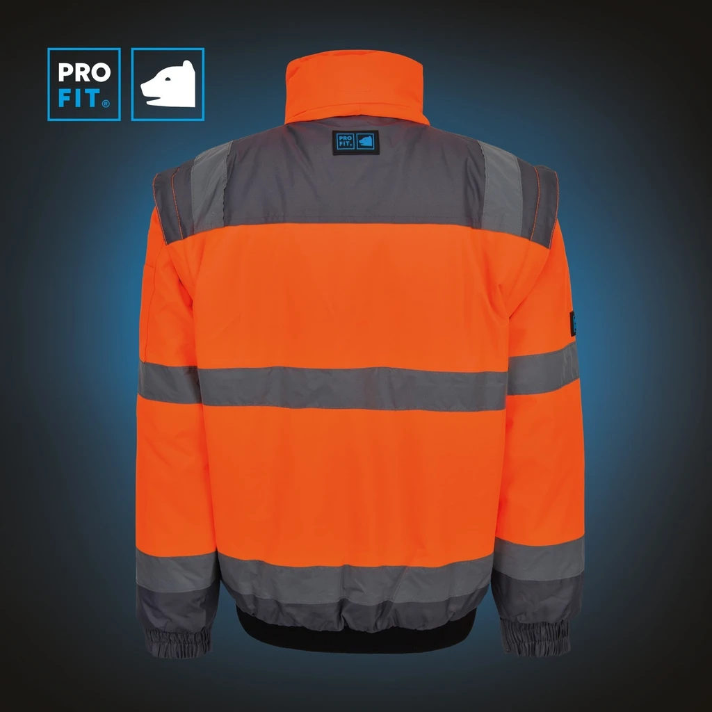 PRO FIT, Warning protection pilot’s jacket, Grey, Neon Orange, High-visibility clothing