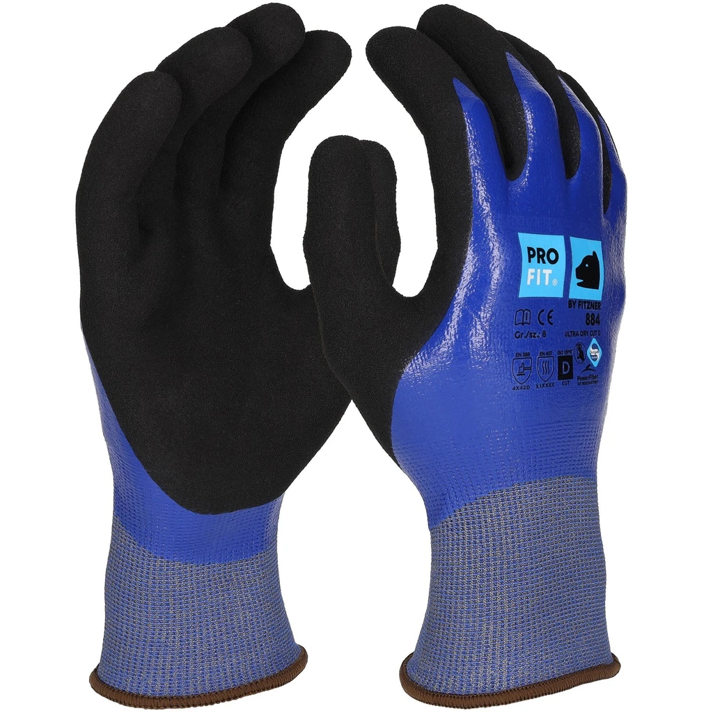 PRO FIT, nitrile cut resistance glove, Blue, Black, Cut protection nitrile