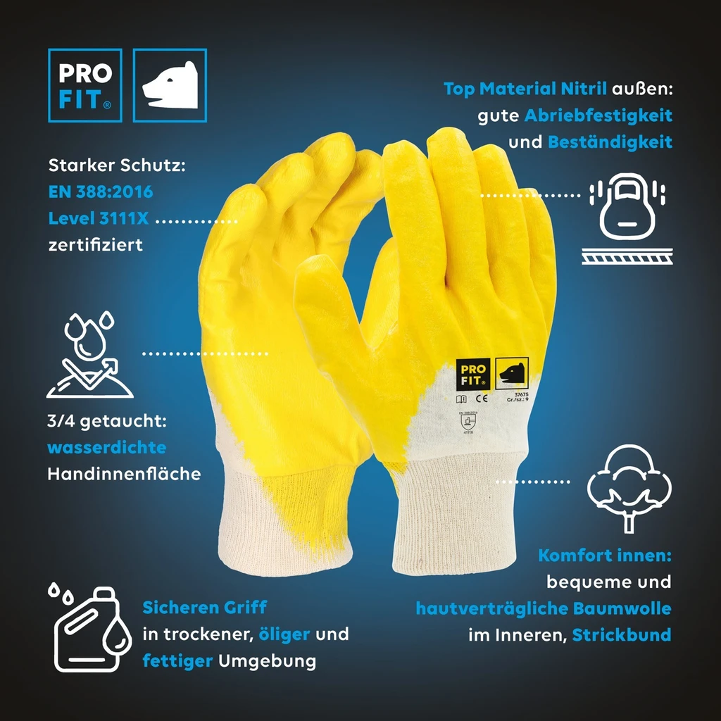 PRO FIT, nitrile foam glove maxim cool, Natural, Yellow, nitrile foam glove maxim cool