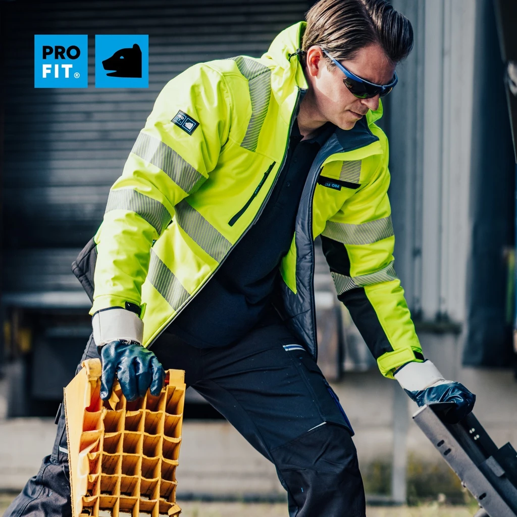 PRO FIT, winter warning protection softshell, Black, Neon Yellow, High-visibility protection softshell