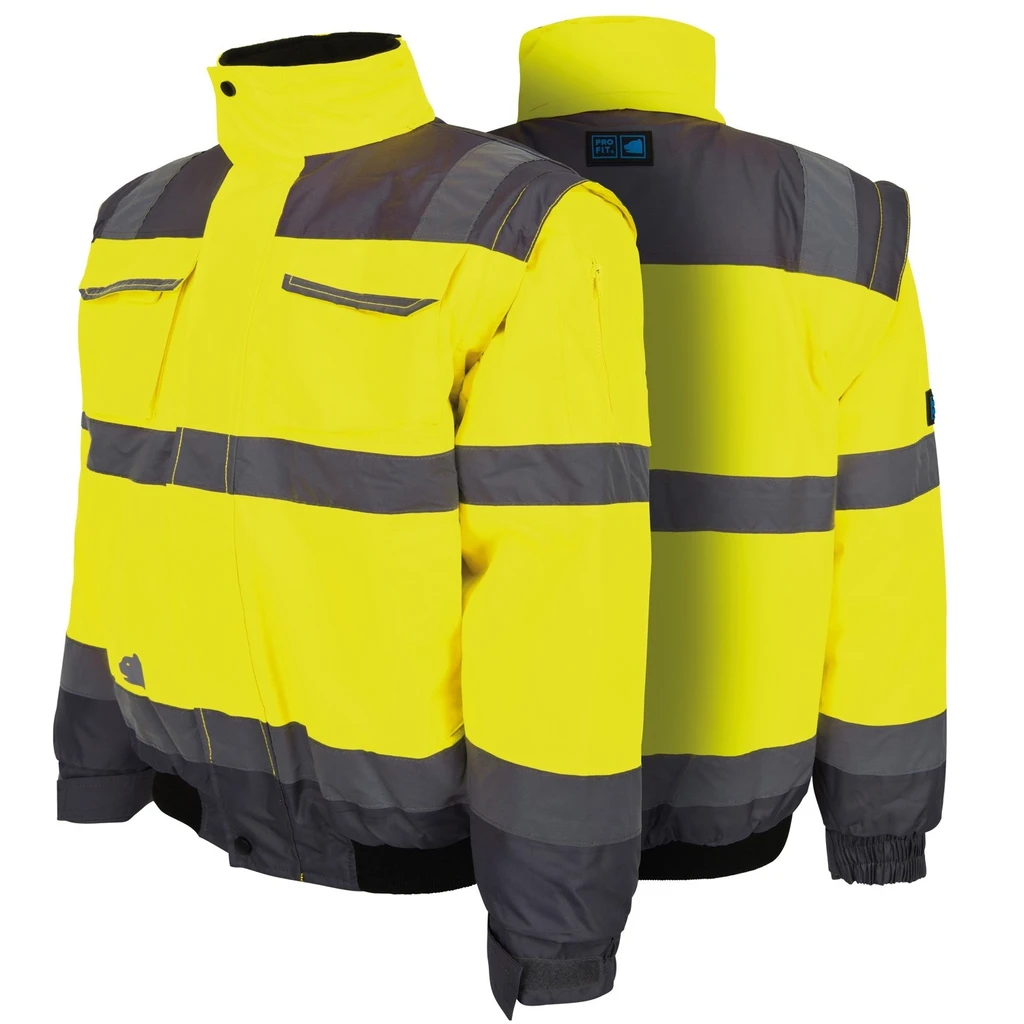 PRO FIT, Warning protection pilot’s jacket, Grey, Neon Yellow, High-visibility clothing