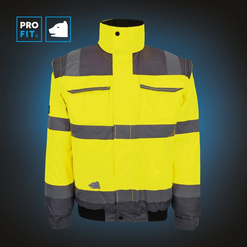 PRO FIT, Warning protection pilot’s jacket, Grey, Neon Yellow, High-visibility clothing