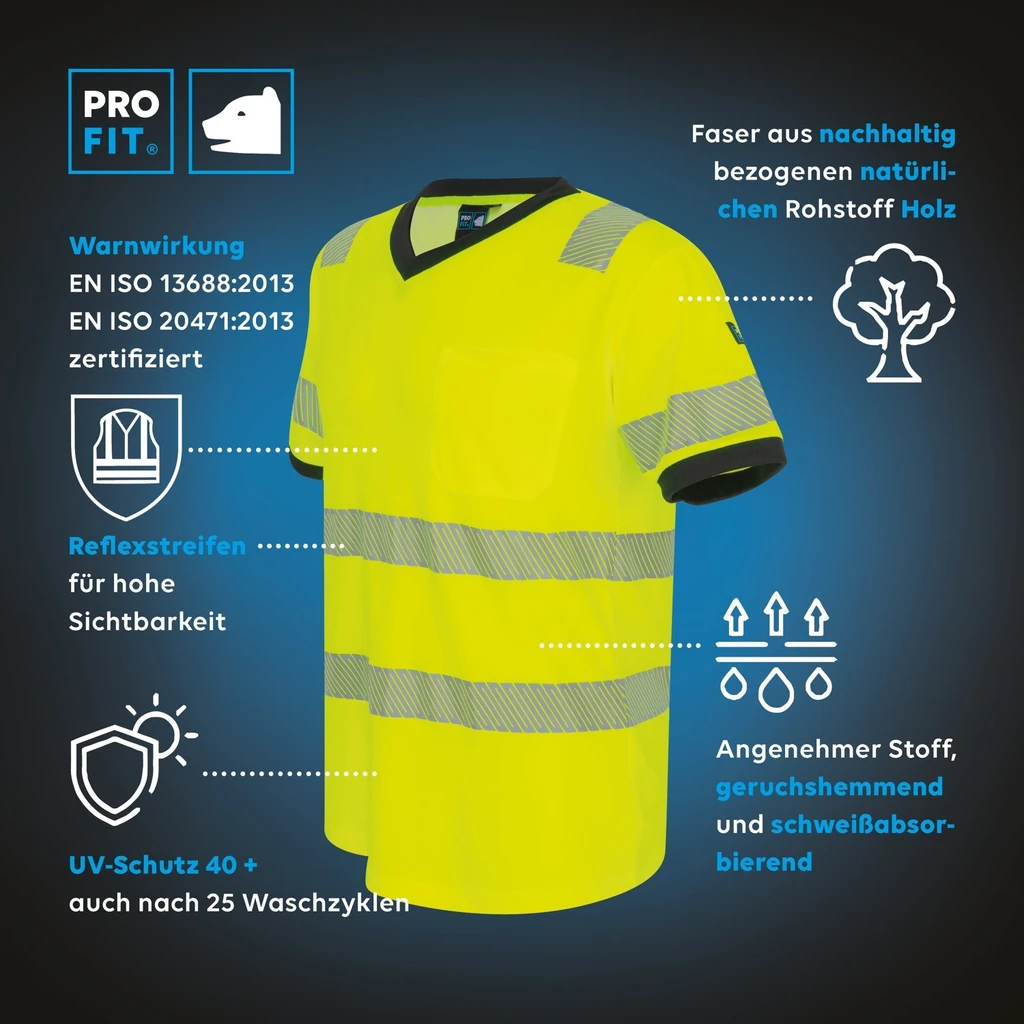 PRO FIT, High Visibility T-shirt, Neon Yellow, High-visibility clothing