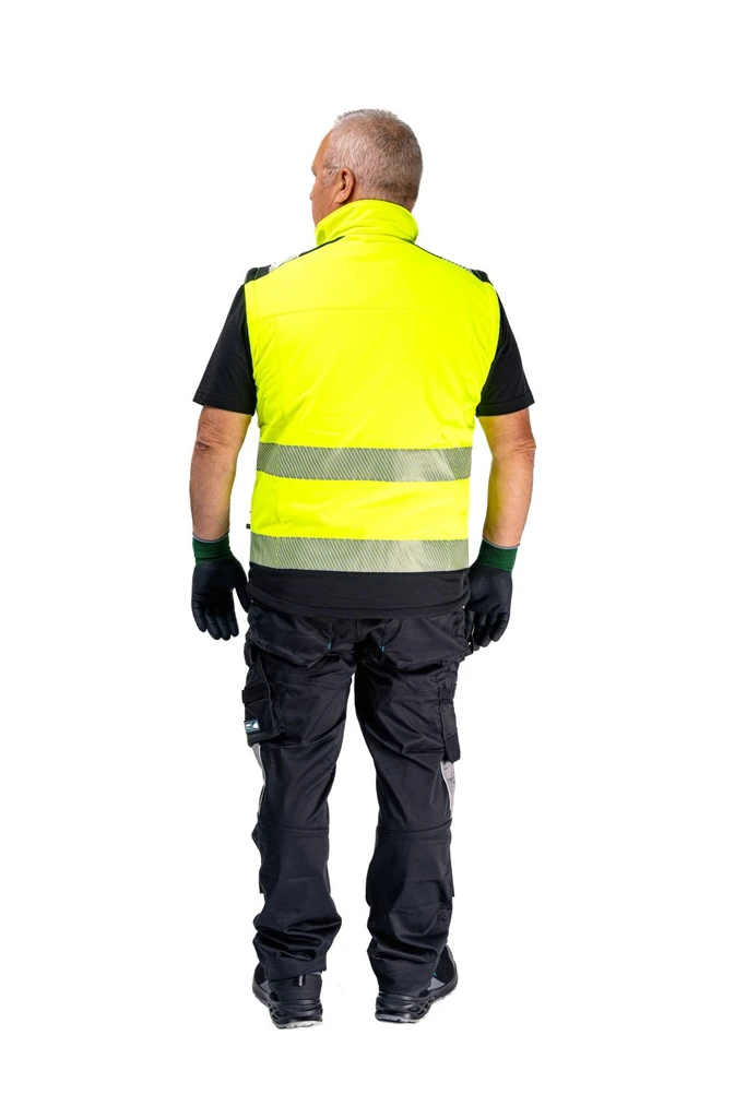 PRO FIT, Warnschutz Softshellweste, Schwarz, Neon Gelb, Warnschutz Softshell