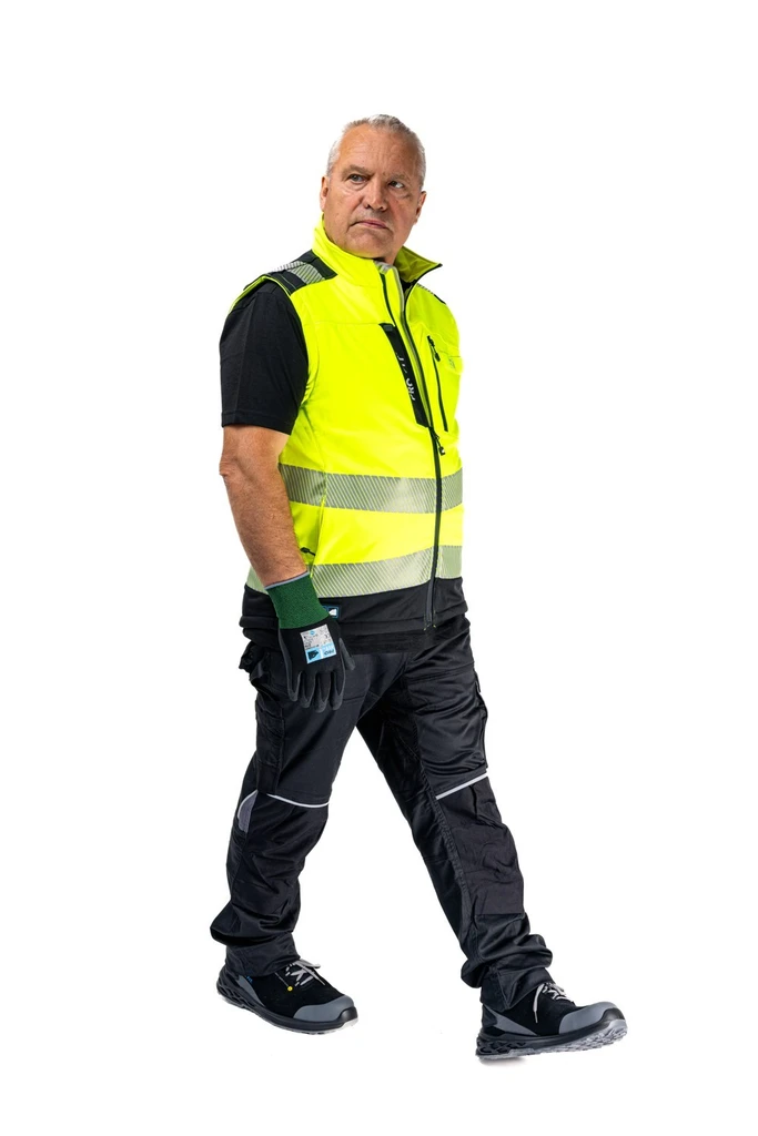 PRO FIT, Warnschutz Softshellweste, Schwarz, Neon Gelb, Warnschutz Softshell