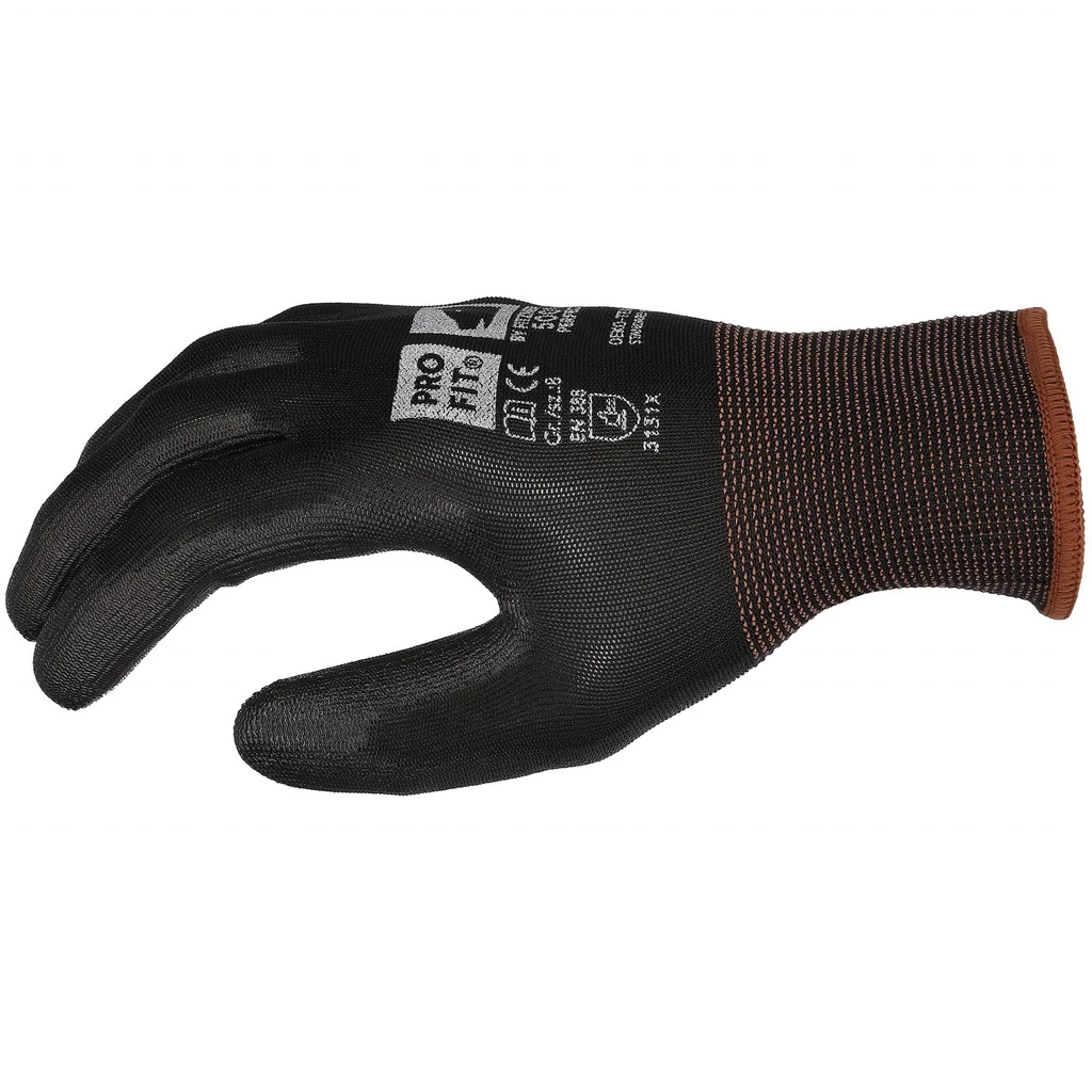 PRO FIT, PU fine knitting glove, Black, PU gloves