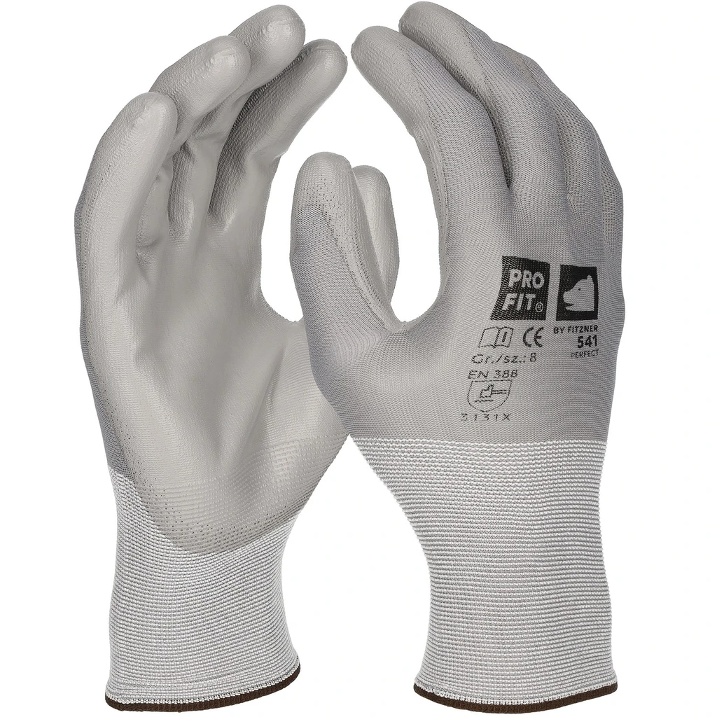 PRO FIT, PU fine knitting glove, Grey, PU gloves