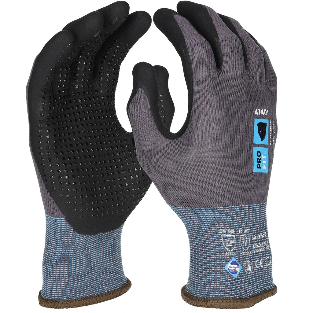 PRO FIT, nitrile foam glove maxim cool, Black, Grey, Nitrile foam gloves