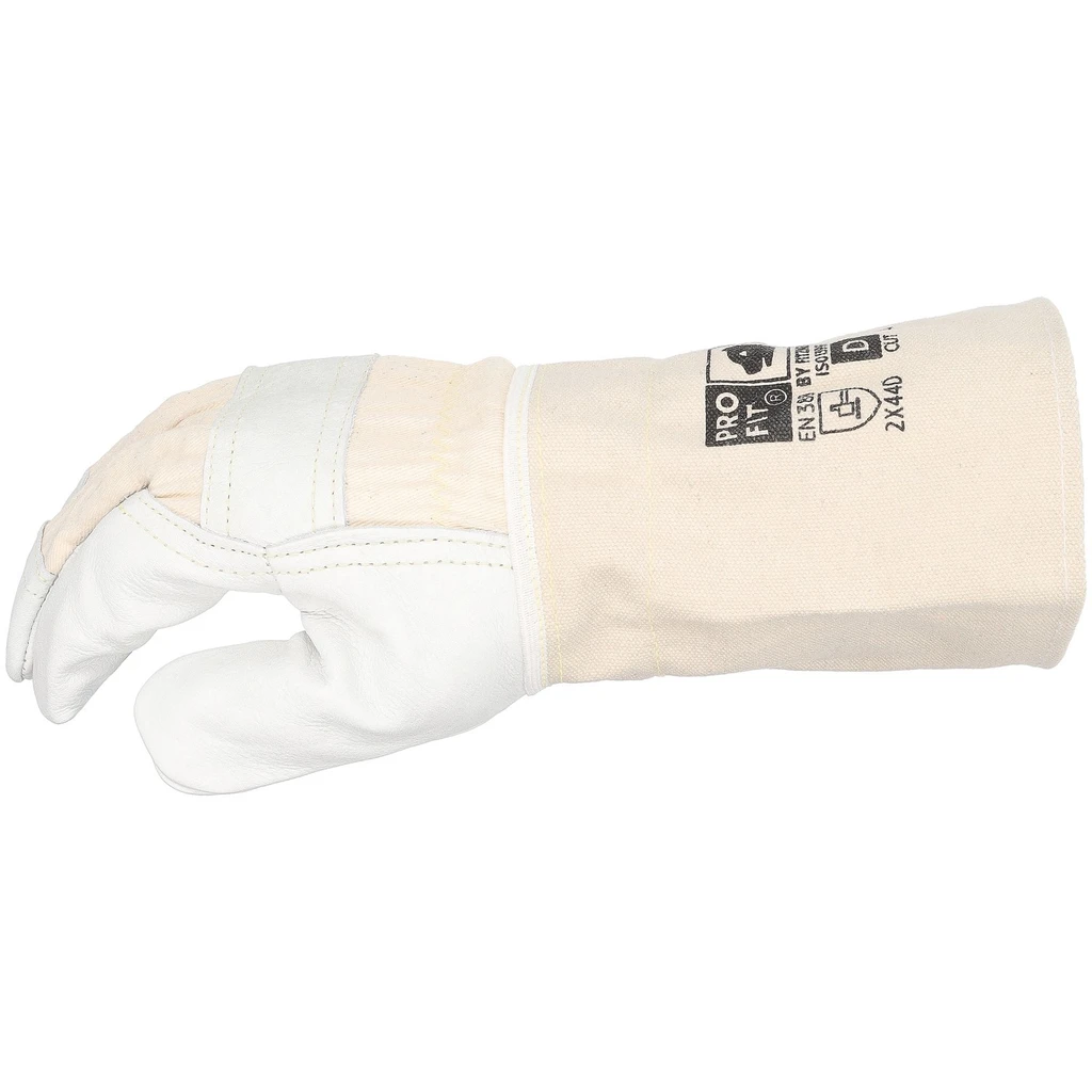 PRO FIT, Cowhide full leather cut, Grey, Natural, Cut protection leather