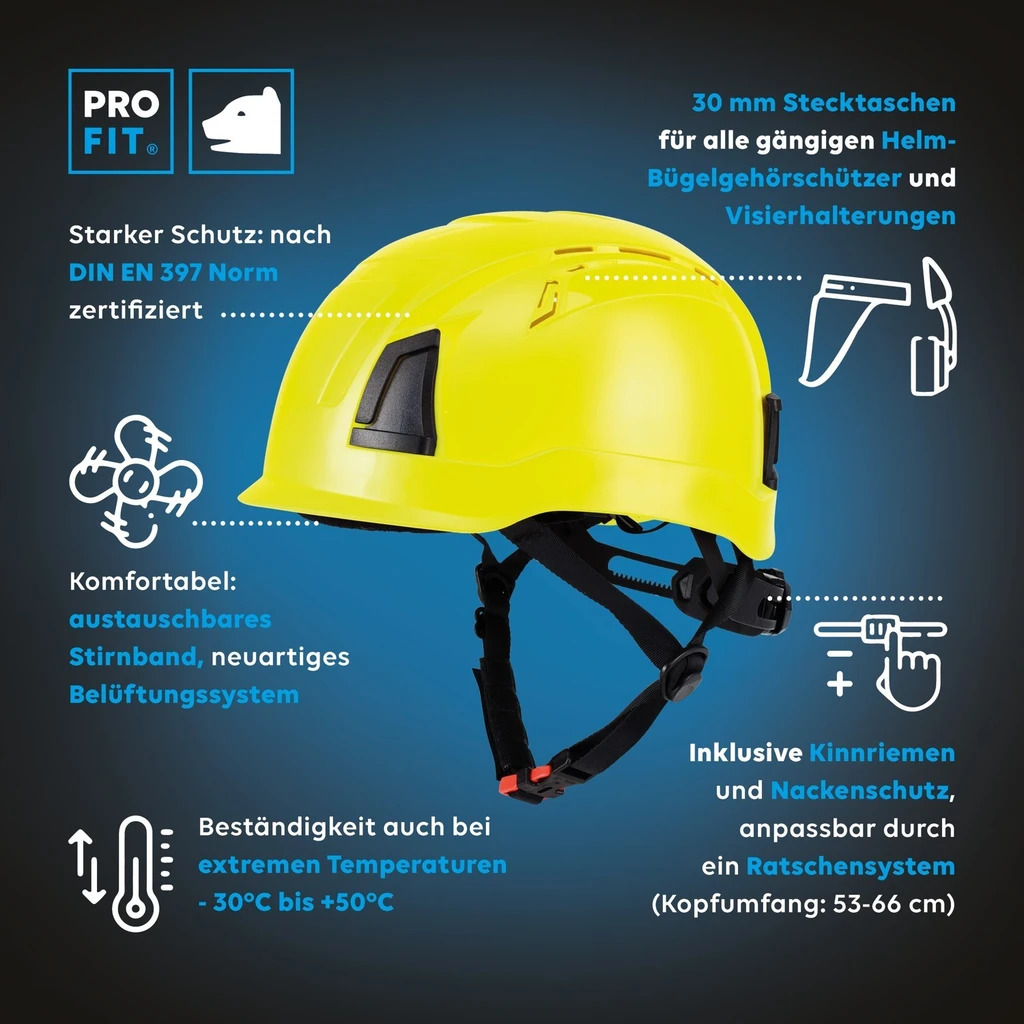 PRO FIT, Pro Cap D!-Rock safety, Neon Yellow, Head Protection