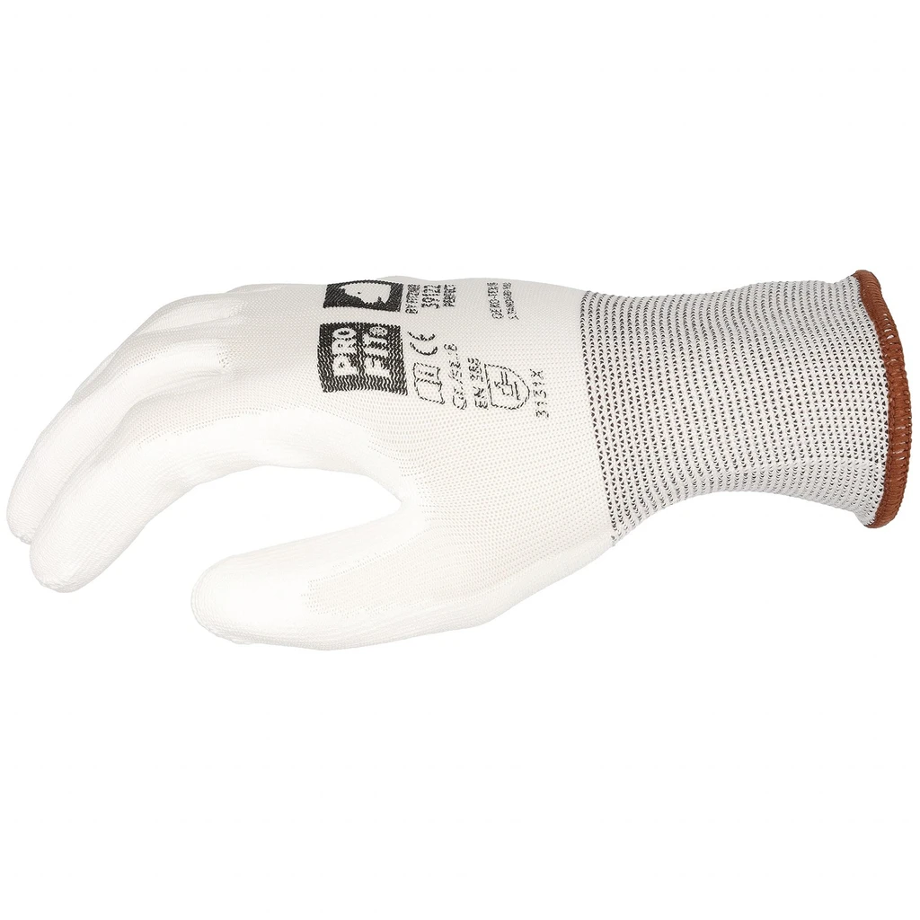 PRO FIT, PU fine knitting glove, White, PU gloves