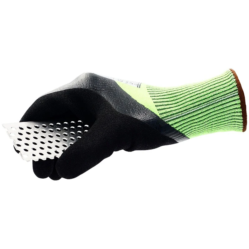 PRO FIT, nitrile cut resistance glove, Black, Neon Green, Cut protection nitrile