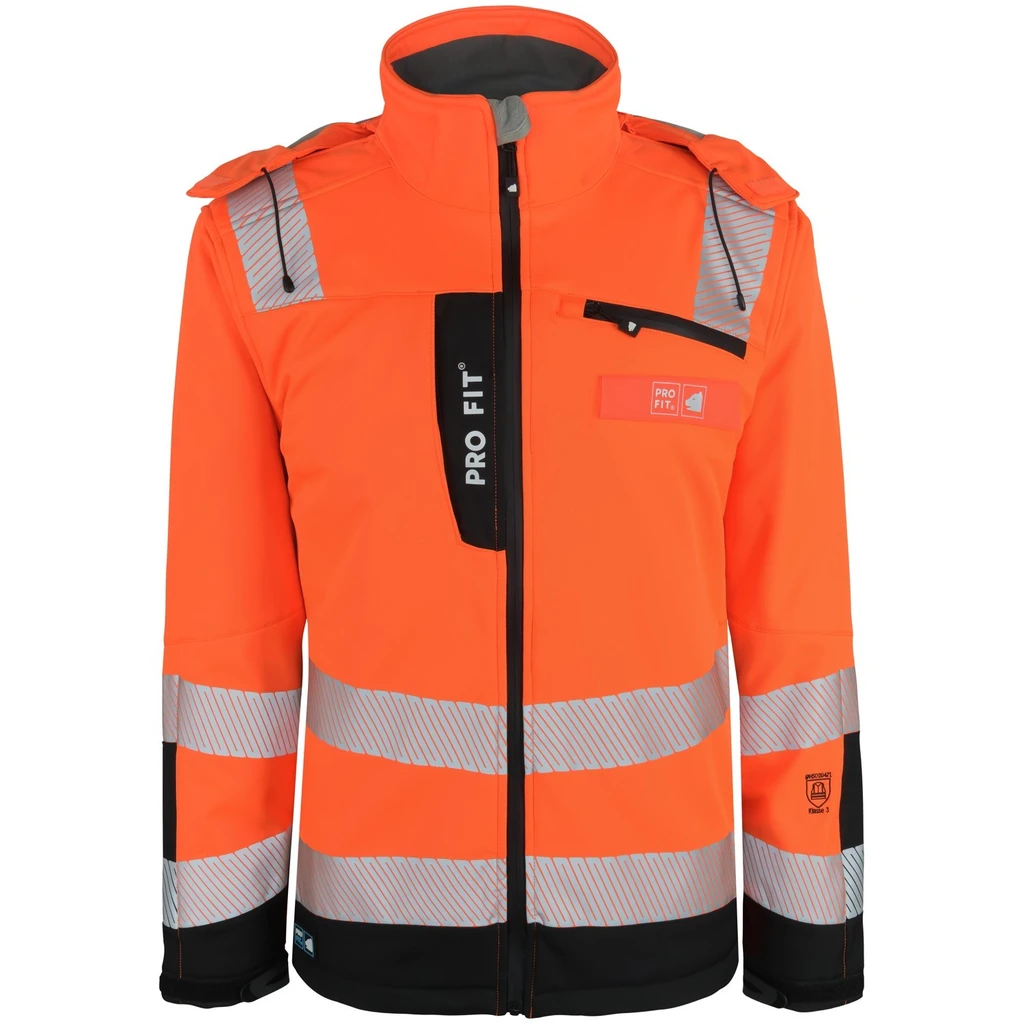 PRO FIT, winter warning protection softshell, Black, Neon Orange, High-visibility protection softshell