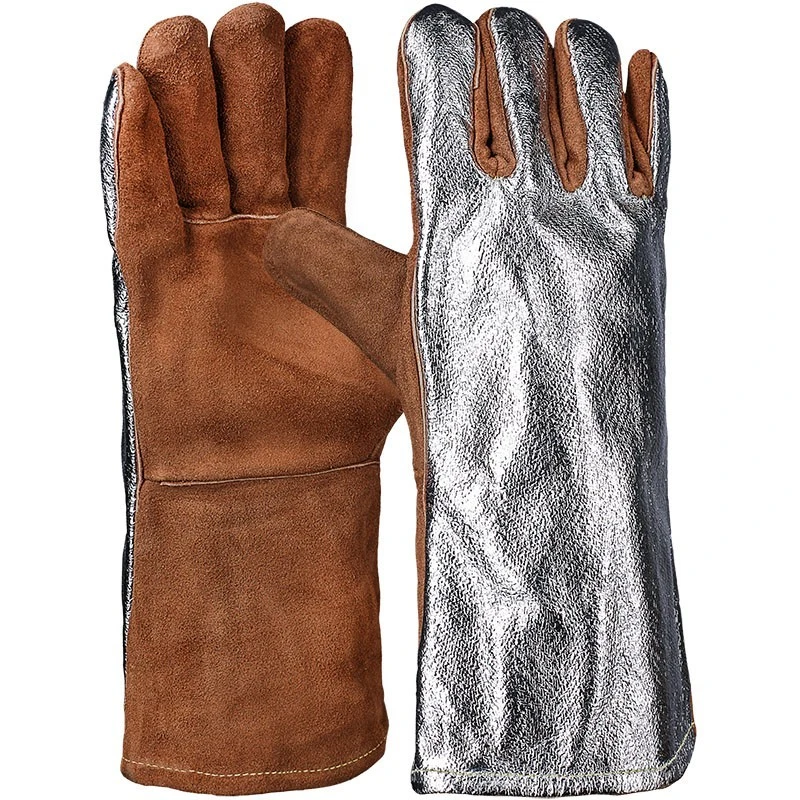 PRO FIT, Hitzeschutzhandschuh, Silber, Braun, Schweißerhandschuhe
