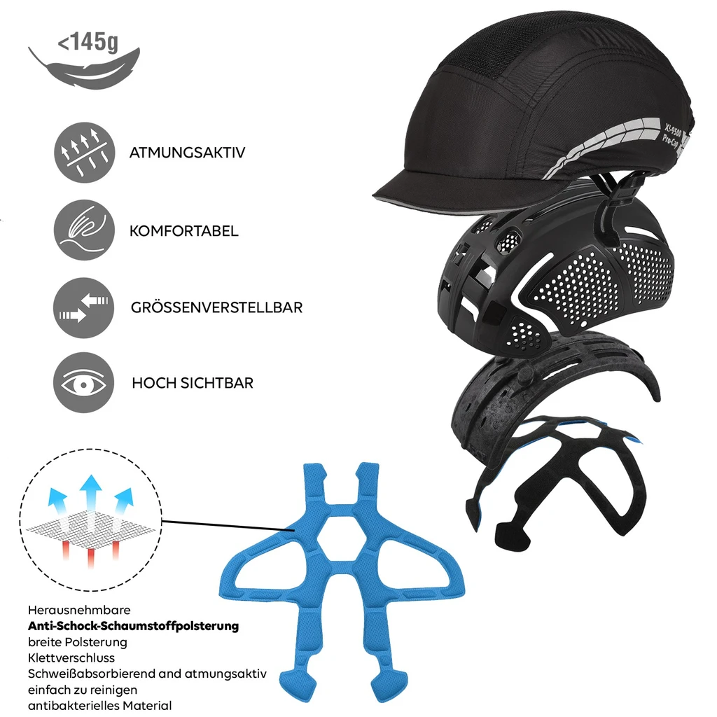 PRO FIT, Bump Cap X!-9500 Pro Cap, Black, bump cap