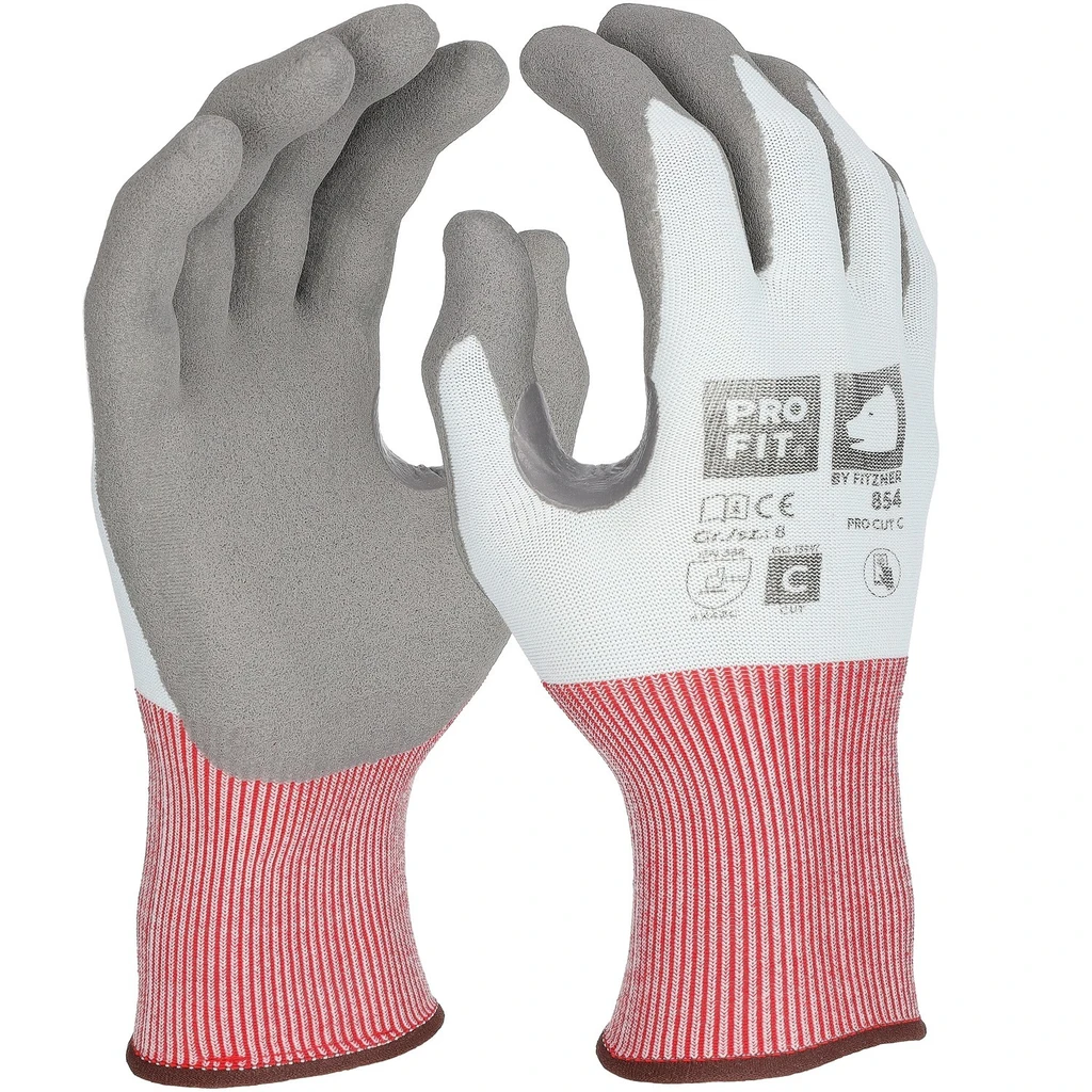 PRO FIT, Nitril Schnittschutzhandschuh, Grau, Hellblau, Nitrilschaum-Handschuhe