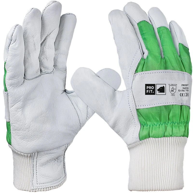 PRO FIT, cow full leather glove, Natural, Green, Winter gloves