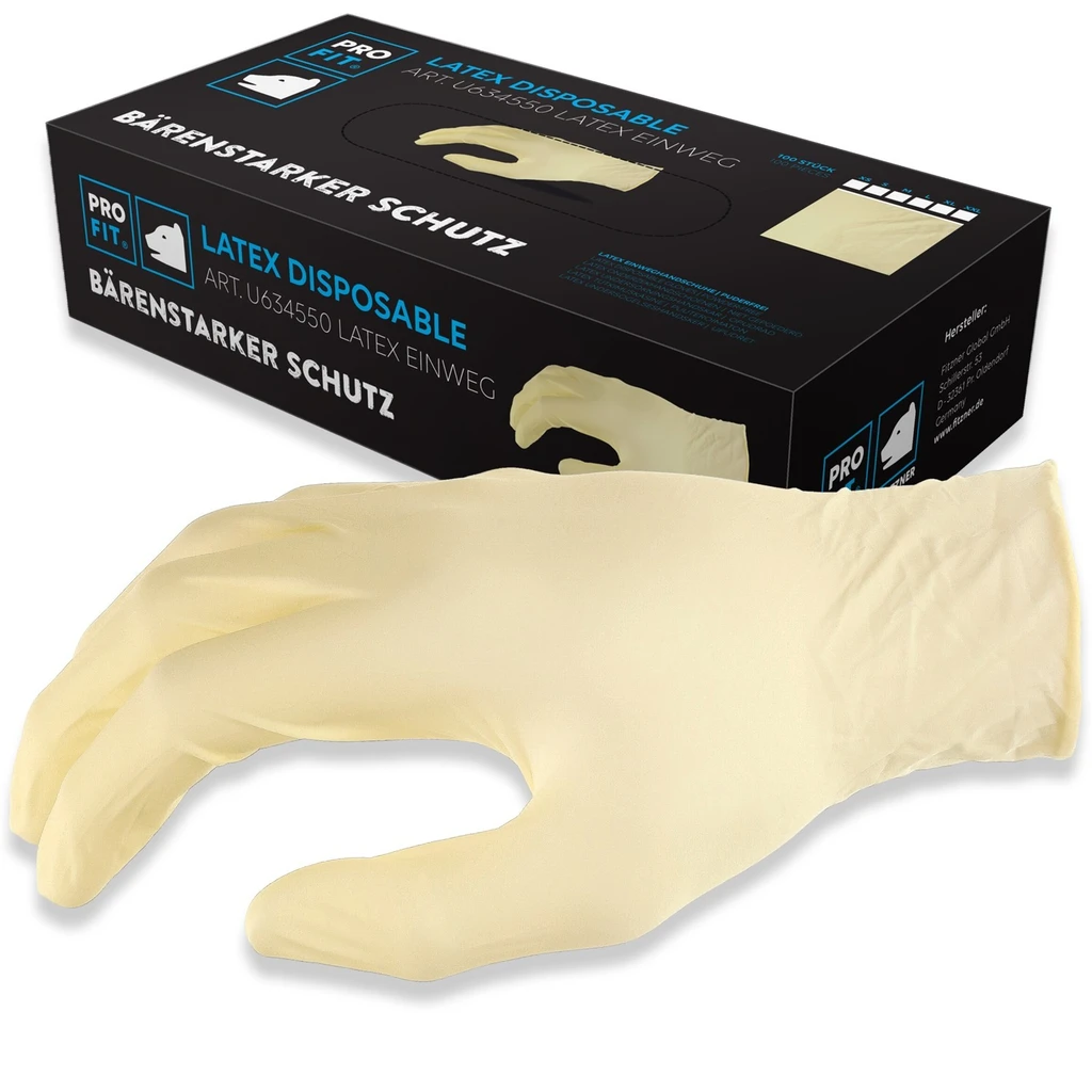 PRO FIT, Latex Einweghandschuhe, Natur, Latex-Handschuhe