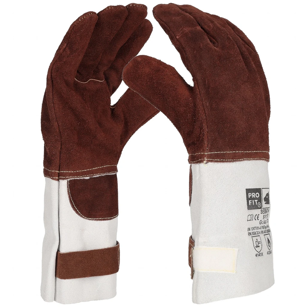 PRO FIT, sebatan leather 5 finger, Natural, Brown, Welders