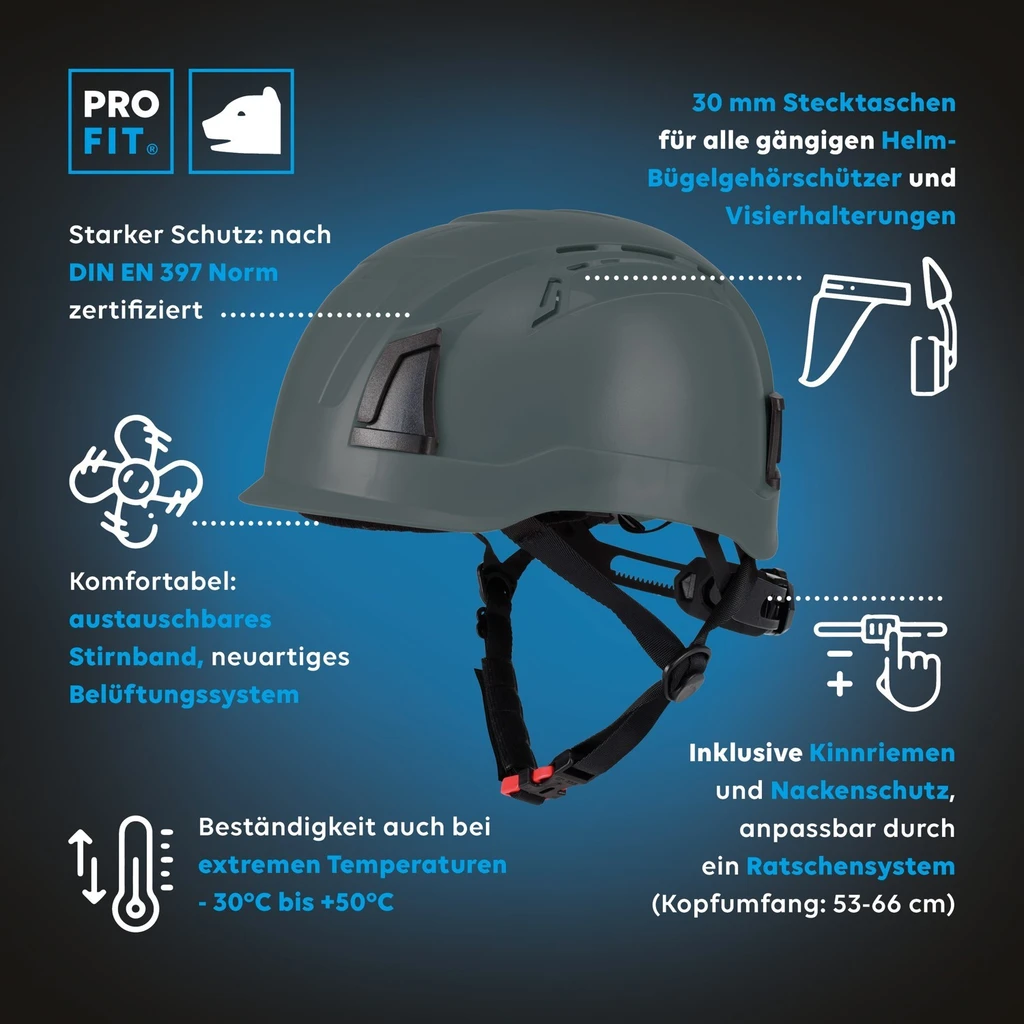 PRO FIT, Pro Cap D!-Rock safety, Grey, Helmet