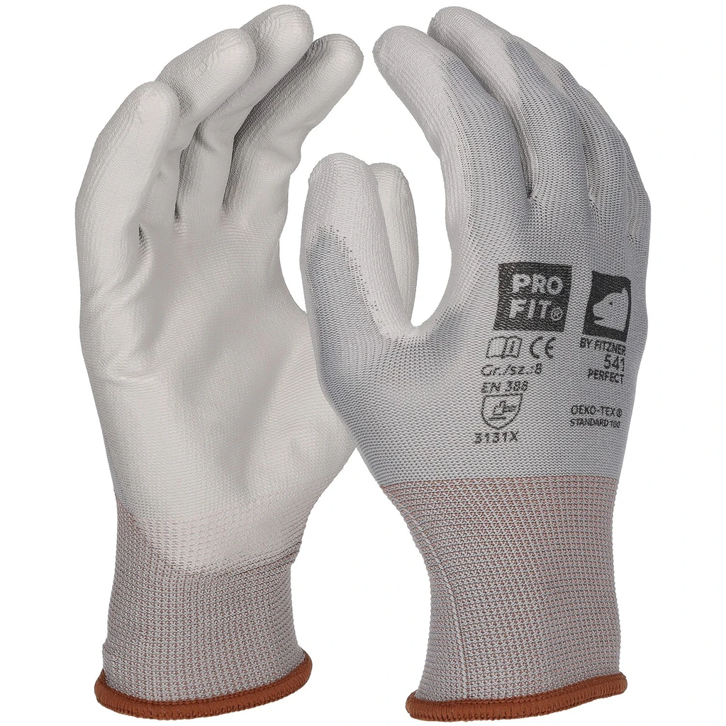 PRO FIT, PU fine knitting glove, Grey, PU gloves