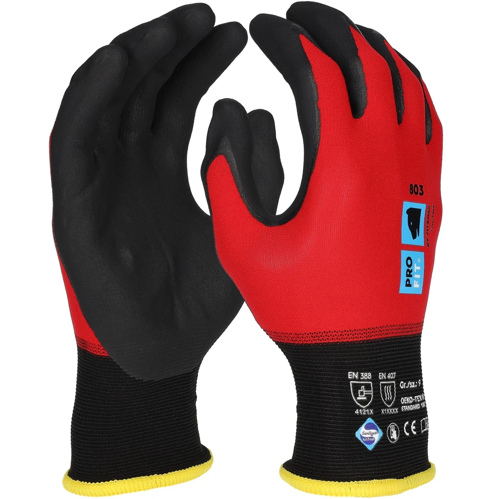 PRO FIT, nitrile foam glove maxim cool, Black, Red, Nitrile foam gloves
