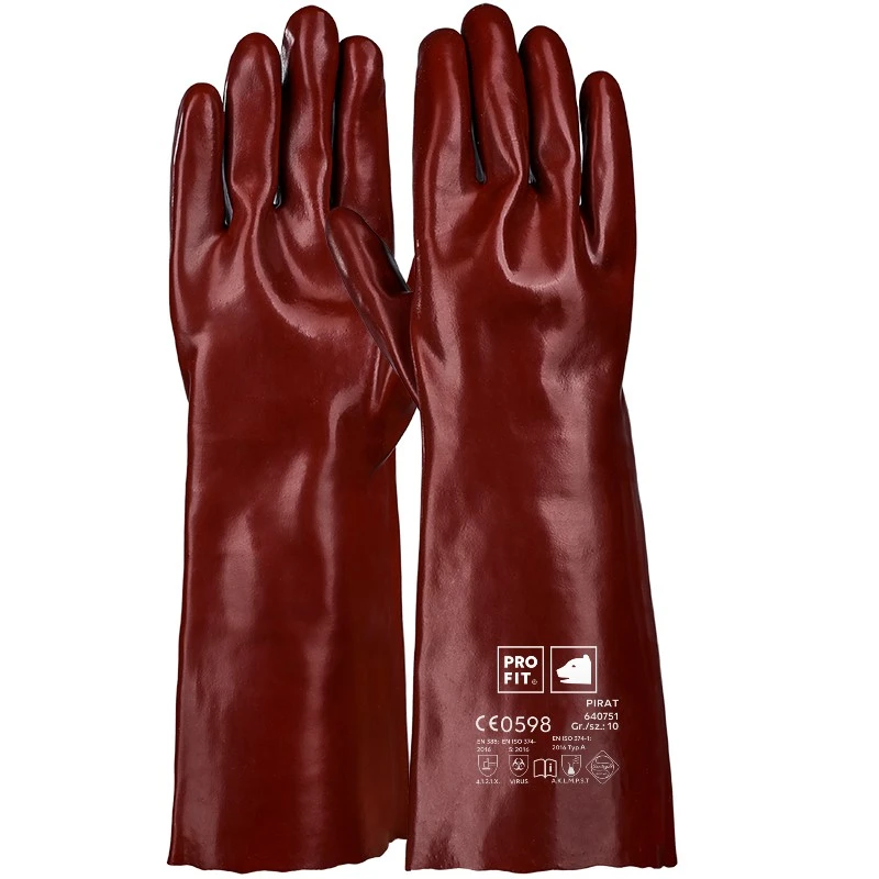 PRO FIT, pirat pvc chemical resistance, Reddish brown, Chemical protection glove