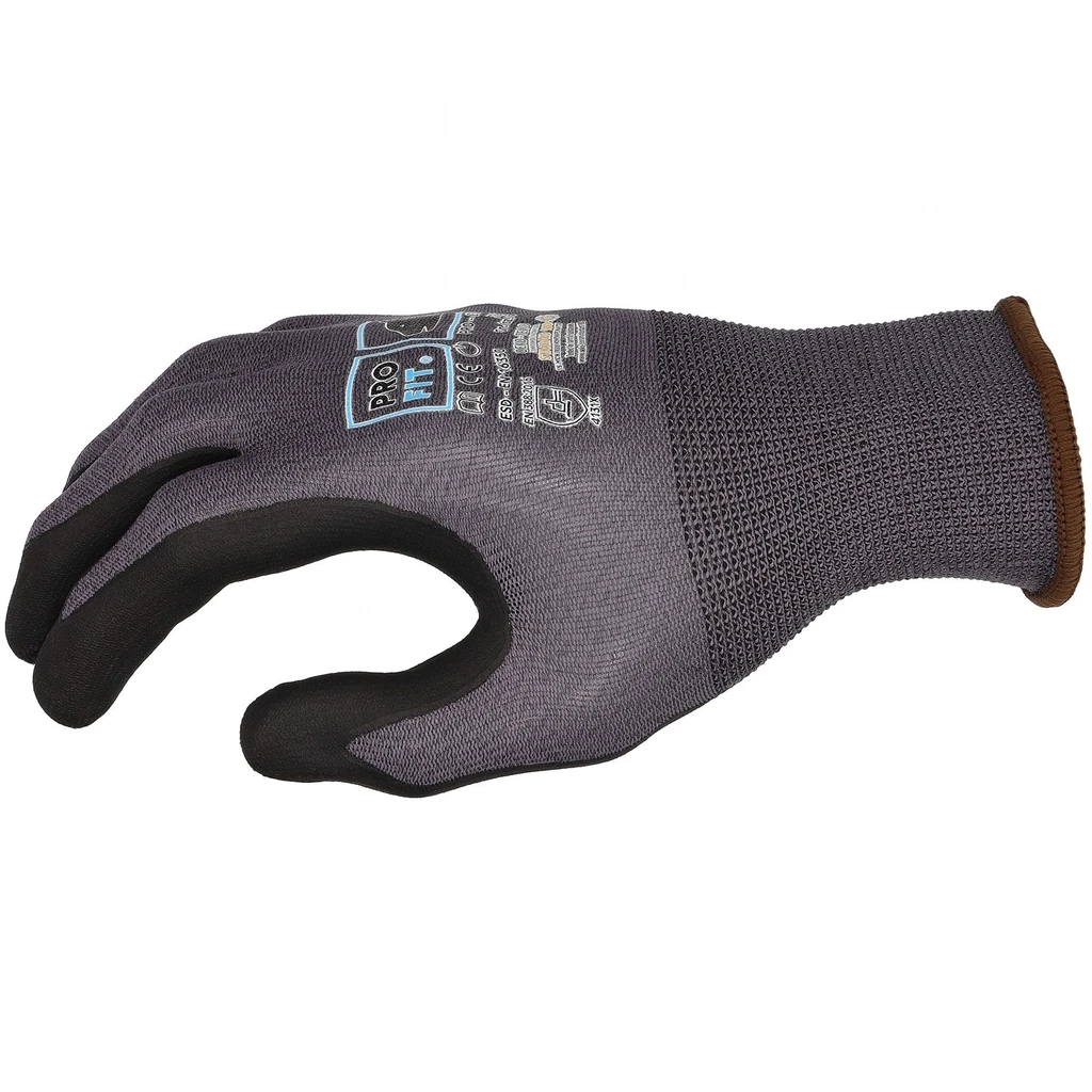 PRO FIT, nitrile foam glove maxim cool, Black, Grey, ESD Gloves