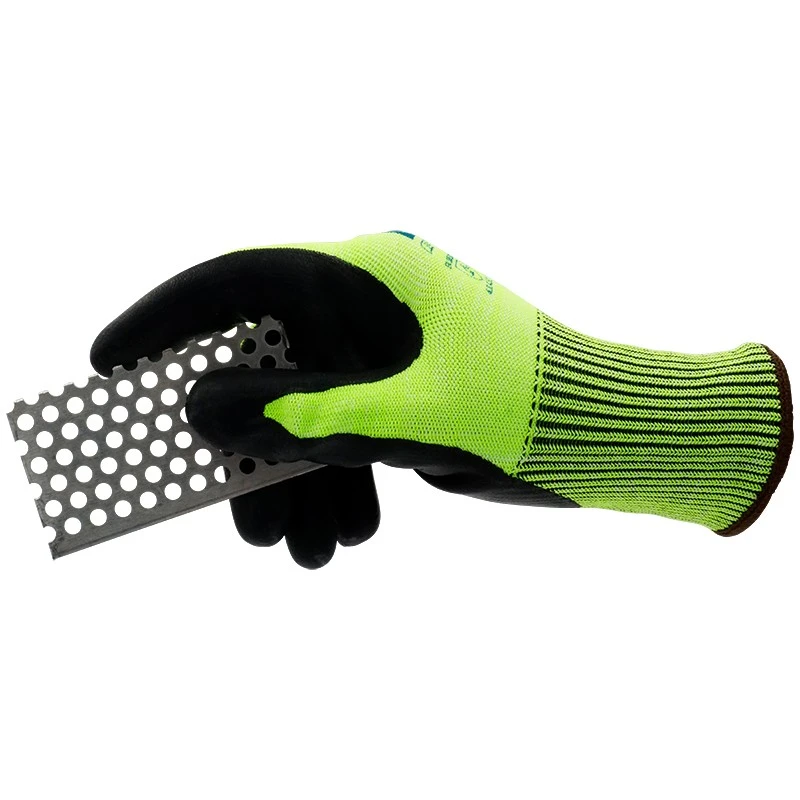 PRO FIT, nitrile cut resistance glove, Black, Neon Green, Cut protection nitrile