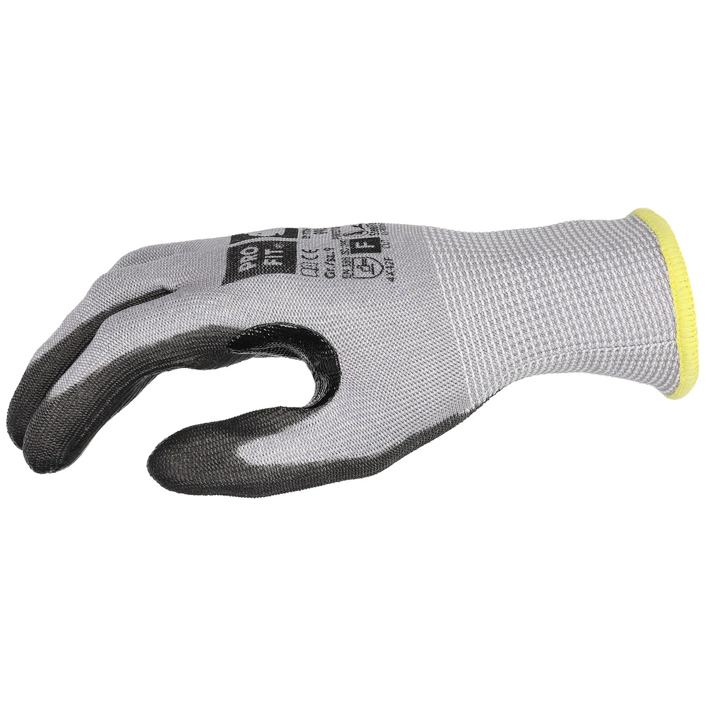 PRO FIT, PU cut resistance glove, Black, Grey, Cut protection PU gloves