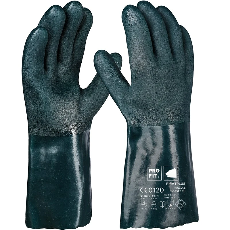 PRO FIT, pirat pvc chemical resistance, Green, Chemical protection glove
