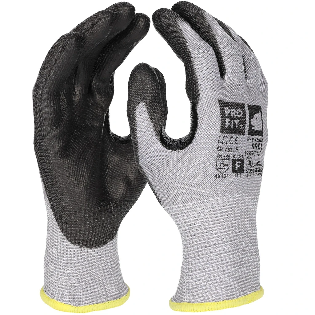 PRO FIT, PU cut resistance glove, Black, Grey, Cut protection PU gloves