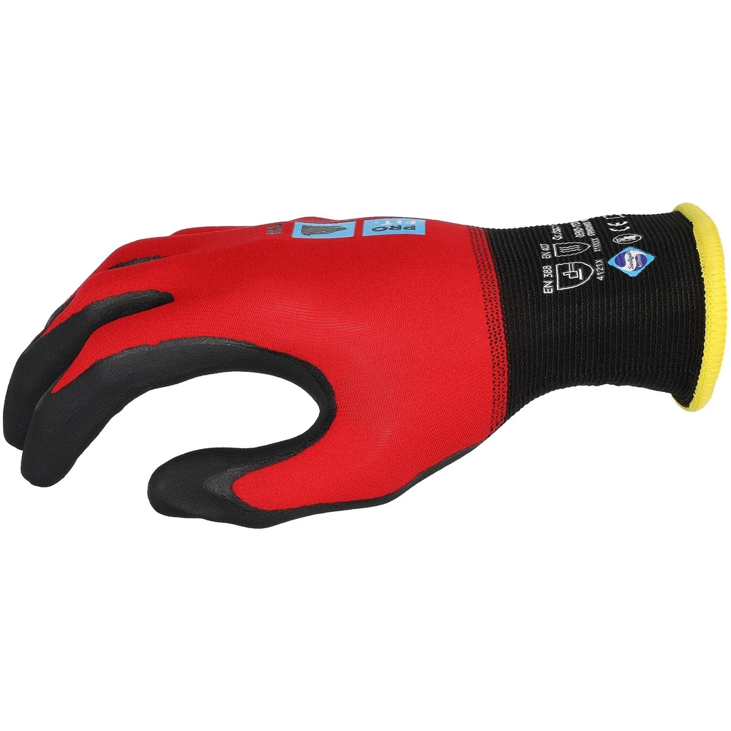 PRO FIT, nitrile foam glove maxim cool, Black, Red, Nitrile foam gloves