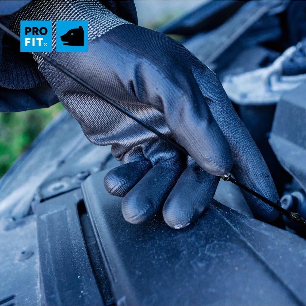 PRO FIT, PU fine knitting glove, Black, PU gloves