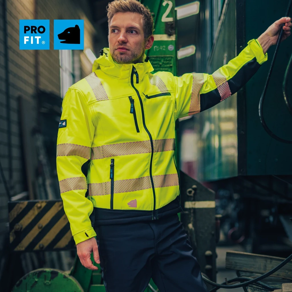 PRO FIT, winter warning protection softshell, Black, Neon Yellow, High-visibility protection softshell