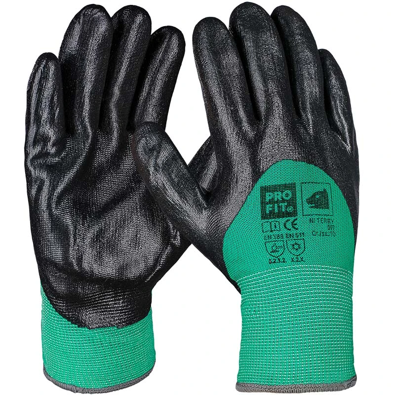 PRO FIT, NI Terry nitrile winter, Black, Green, nitrile foam glove maxim cool