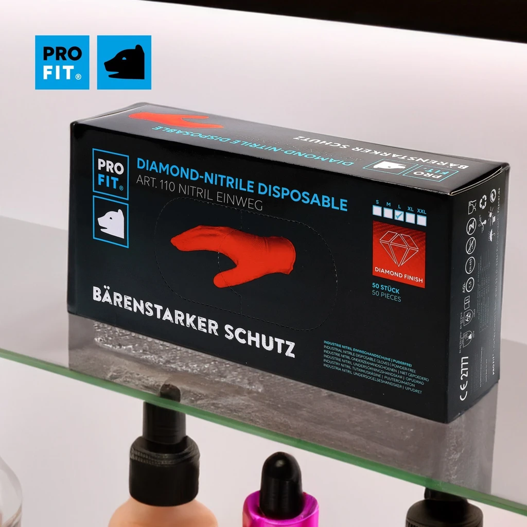 PRO FIT, nitrile disposable glove, Orange, Disposable gloves