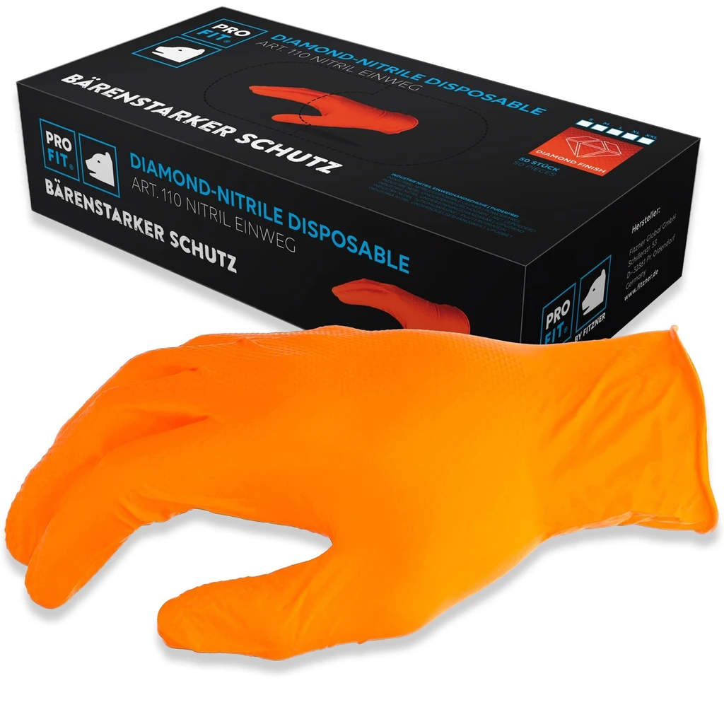 PRO FIT, nitrile disposable glove, Orange, Disposable gloves
